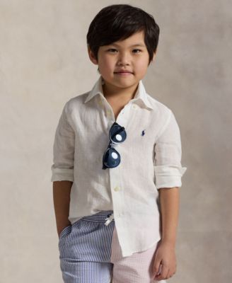 Kids White Ralph Lauren Linen shirt